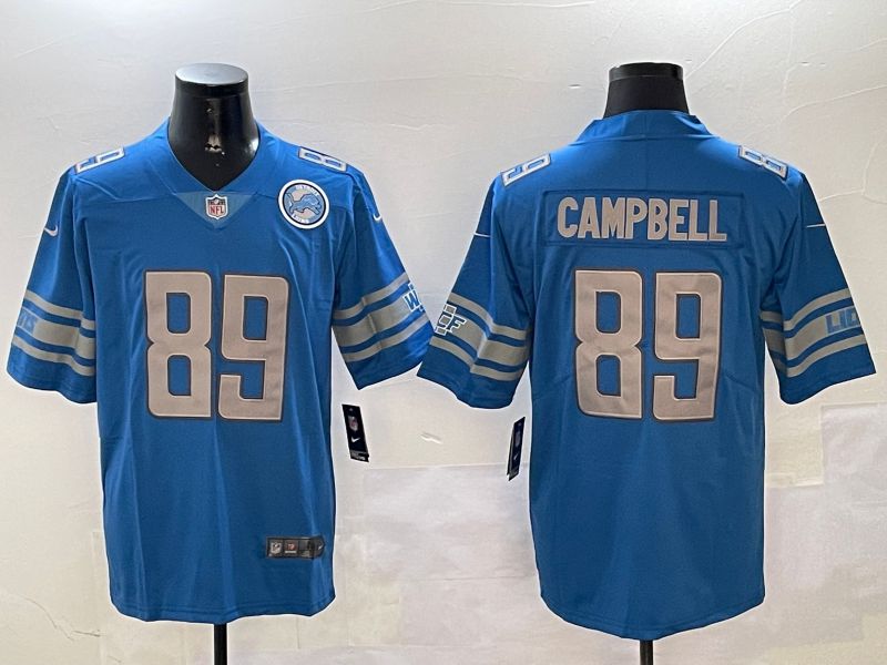 Men Detroit Lions #89 Campbell Blue three generations 2024 Nike Limited NFL Jersey style 01021